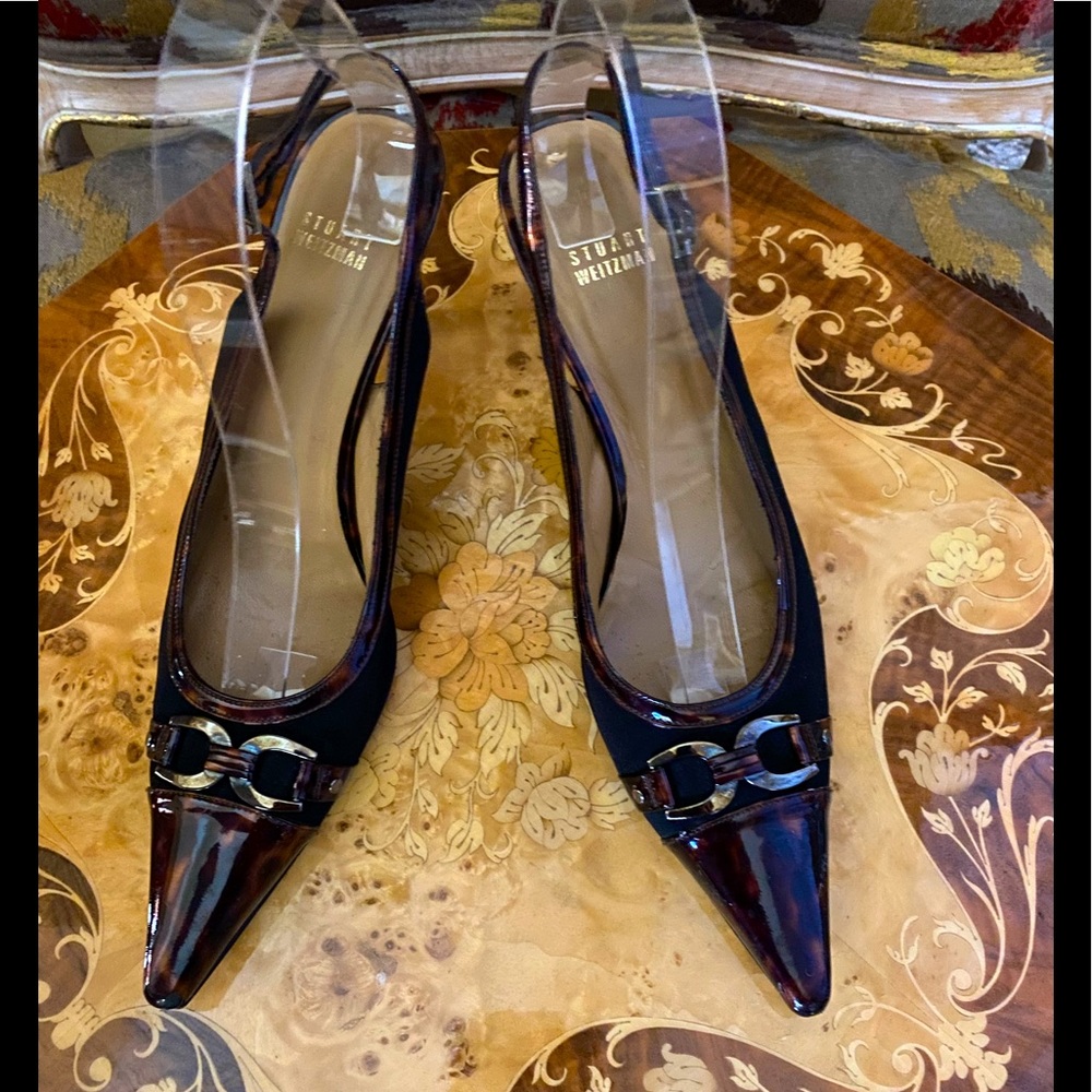Stuart Weitzman Classic Sling Back Kitten Heels Size 9 N